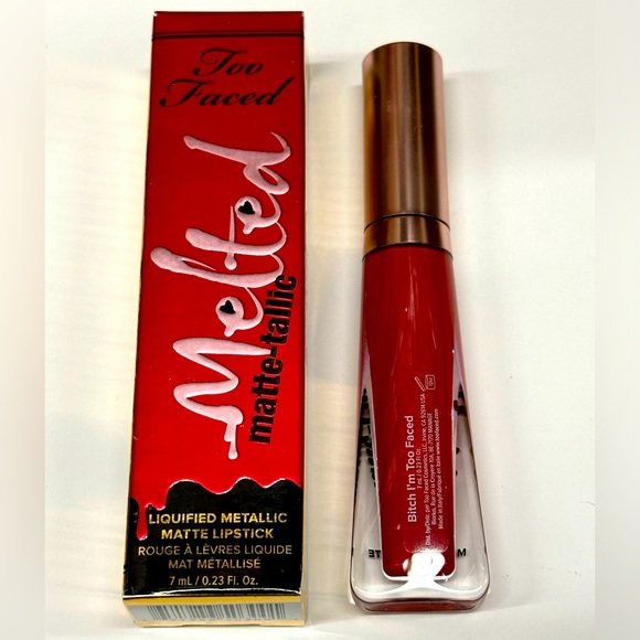 TOO FACED MELTED MATTE-TALLIC LIPSTICK - B*TCH I’M TOO FACED (BRAND NEW IN BOX) - Picture 2 of 2